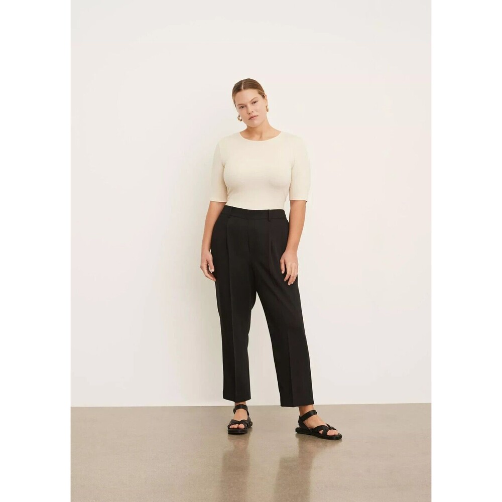 VINCE Black Tapered High Rise Pull On Pant Career Trousers Minimalist SIZE 3X